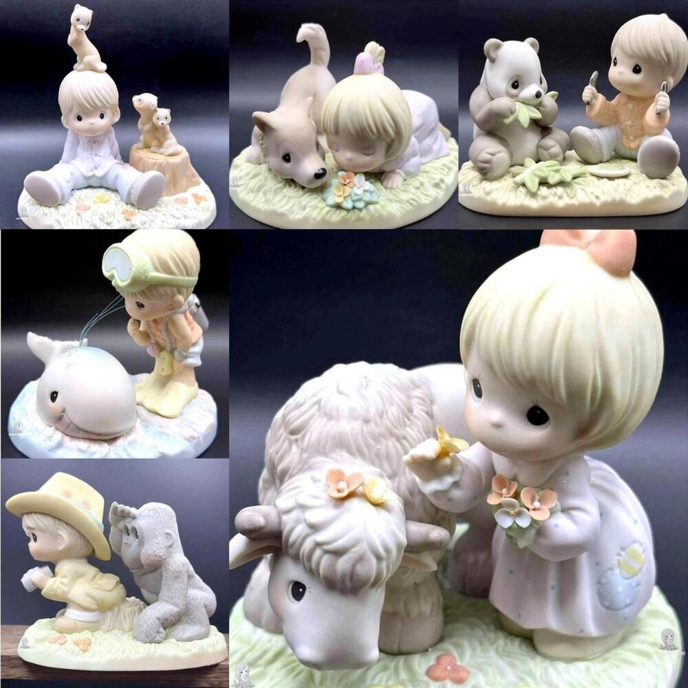 Very Rare HTF Precious Moments Endangered Specie Complete Set of 6 Animal Rescue